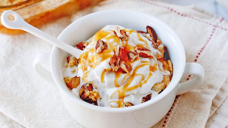 Caramel Apple Dump Cake With Spiced Whipped Cream