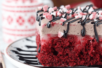 Thumbnail for Guaranteed No Stress Peppermint Hot Chocolate Poke Cake