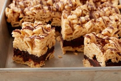 Thumbnail for Experience The Joy Of These Brownie Batter-Peanut Butter Chex Bars