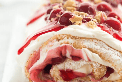 Thumbnail for Cherry Cheesecake Angel Food Cake Roll