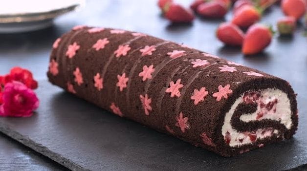 Chocolate Strawberry Swiss Roll