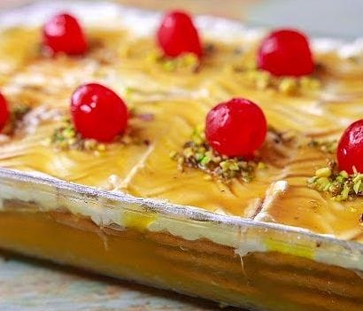 Orange Custard Slice No Bake Biscuit Cake Recipe