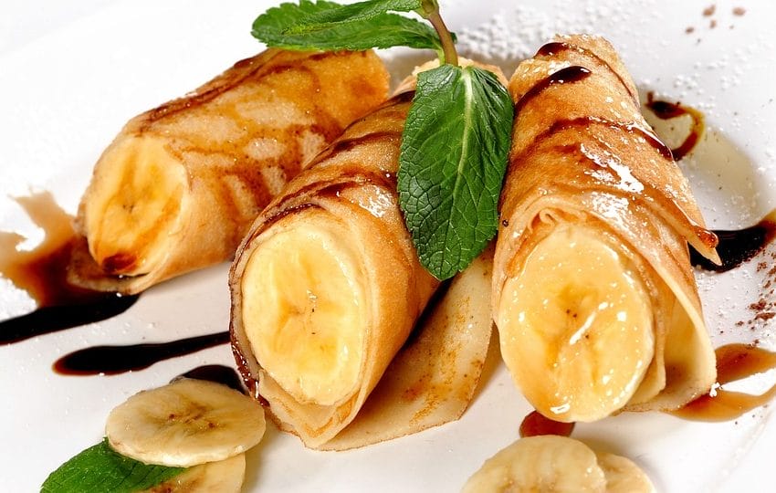 Choco Banana Rolled Crepes Recipe