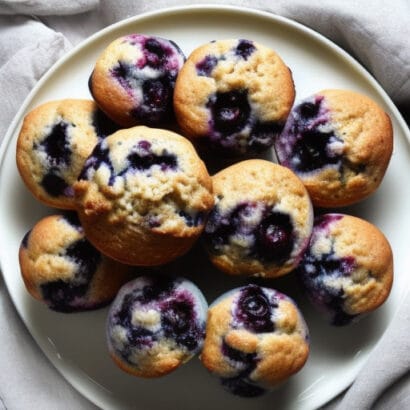 A plate of blueberry muffins